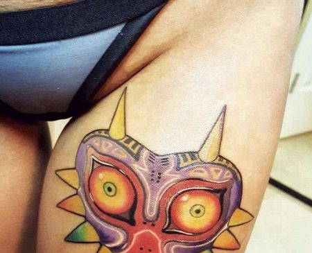 卡通大腿面具纹身图案