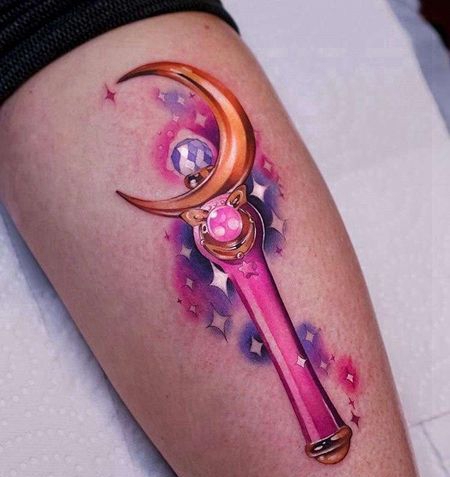 卡通小臂仙女棒纹身图案