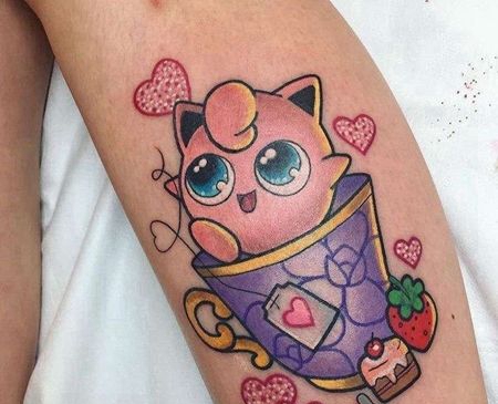 卡通小腿神奇宝贝胖丁纹身图案