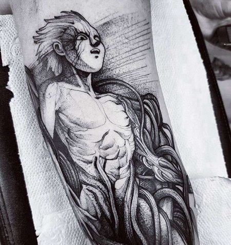 卡通点刺人像纹身图案