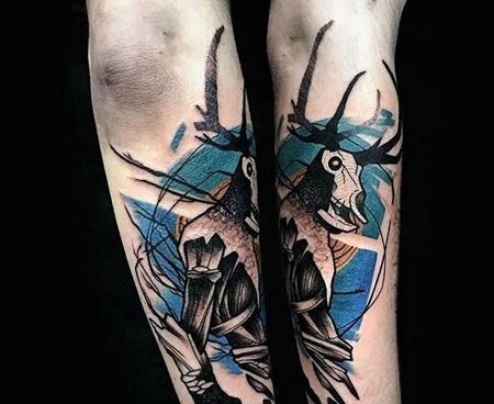 卡通小臂鹿纹身图案