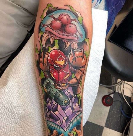 卡通小臂机器人纹身图案