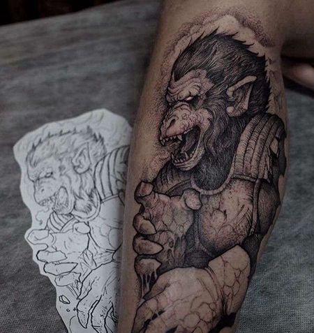 卡通点刺七龙珠猩猩纹身图案