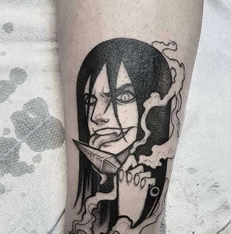 卡通小腿火影忍者大蛇丸纹身图案