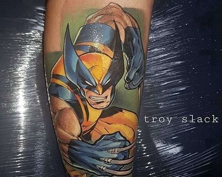 卡通小腿金刚狼纹身图案