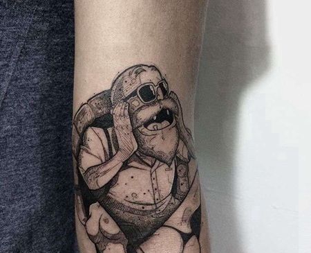 卡通小腿龟仙人纹身图案