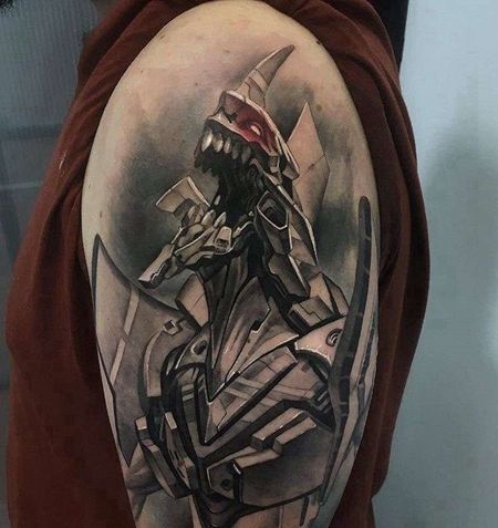 卡通大臂机械龙纹身图案