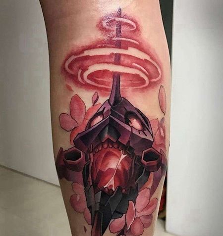 卡通小腿机械龙纹身图案