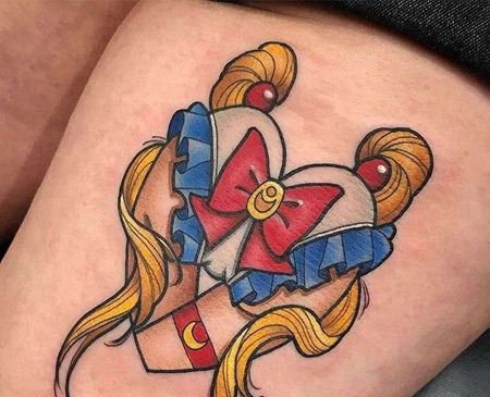 卡通大腿美少女战士心纹身图案