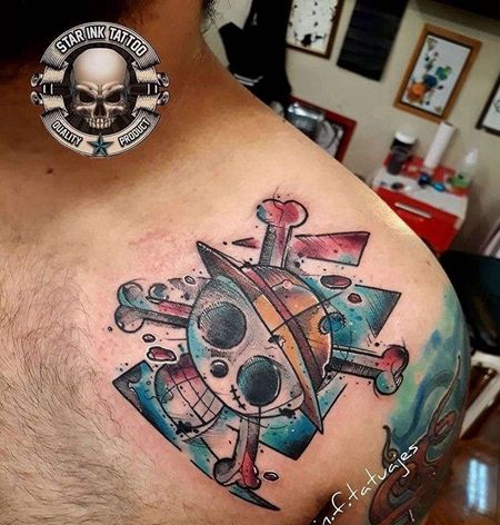 卡通锁骨海贼王纹身图案