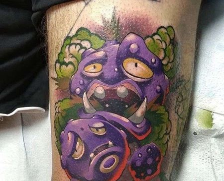 卡通小腿神奇宝贝双弹瓦斯纹身图案