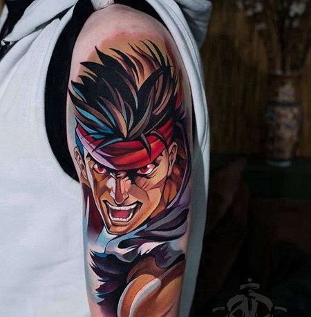 卡通大臂街头霸王隆纹身图案