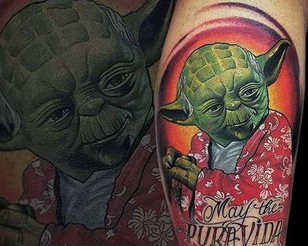 卡通小腿星球大战尤达大师纹身图案