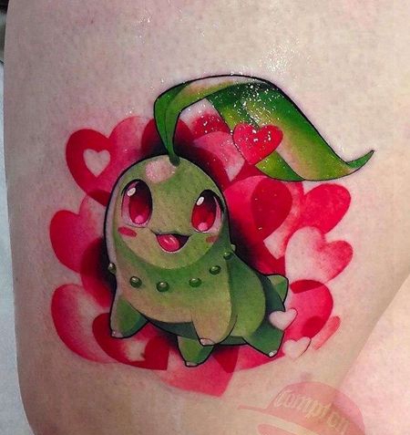 卡通大腿神奇宝贝纹身图案