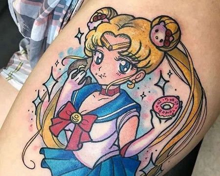 卡通大腿美少女战士水冰月纹身图案