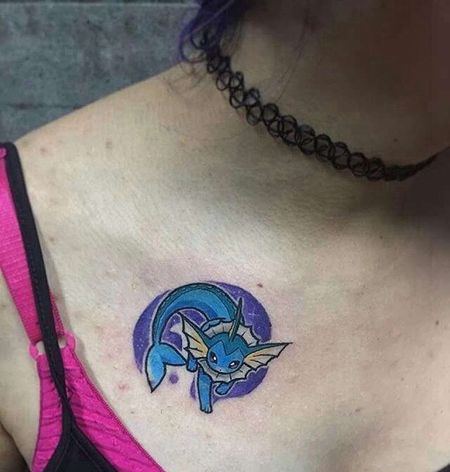 卡通锁骨神奇宝贝伊布纹身图案