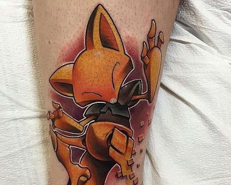 卡通小腿神奇宝贝胡地纹身图案