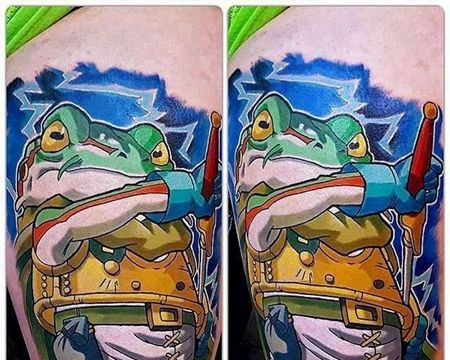 卡通大腿青蛙纹身图案