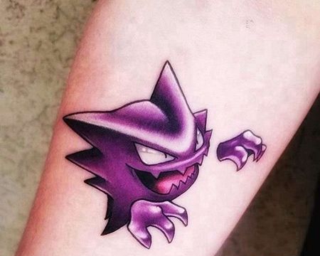 卡通小腿神奇宝贝鬼斯通纹身图案