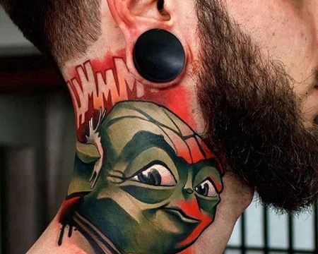 卡通脖子星球大战尤达大师纹身图案