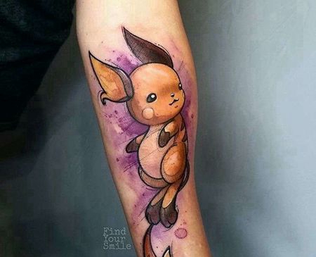 卡通小臂神奇宝贝雷丘纹身图案