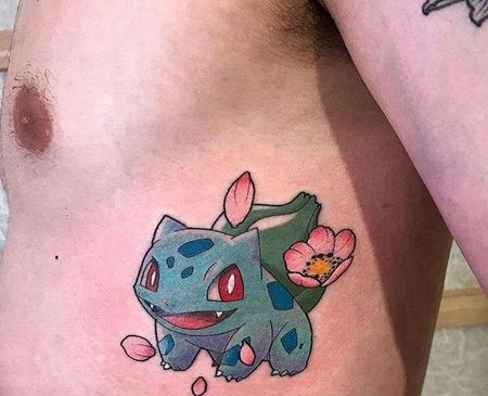 卡通侧腰神奇宝贝妙蛙种子纹身图案