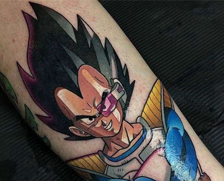 卡通小腿七龙珠贝吉塔纹身图案