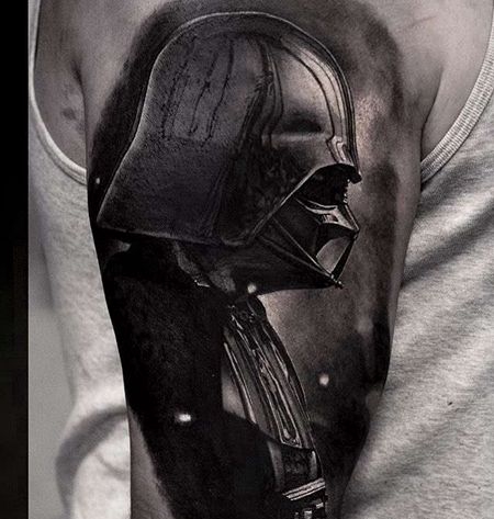 卡通大臂写实星际大战黑武士纹身图案