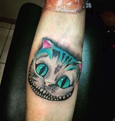 卡通小臂爱丽丝梦游仙境猫纹身图案