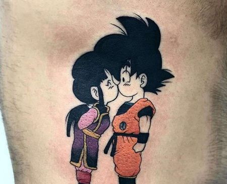 卡通小腿七龙珠孙悟空琪琪纹身图案