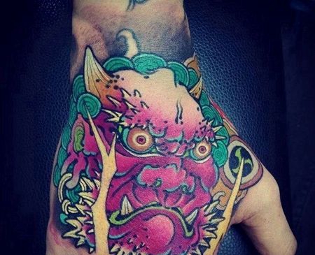 日式手背雷神纹身图案