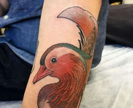 新传统鸳鸯纹身图案