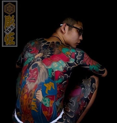 日式后背天狗纹身图案