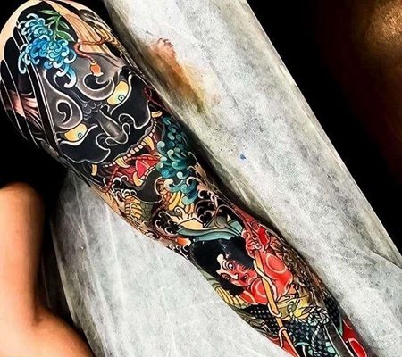 日式腿般若武士纹身图案