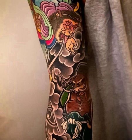 日式胳膊孙悟空猪八戒纹身图案