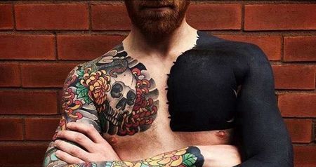 日式胳膊大臂蛇骷髅纹身图案