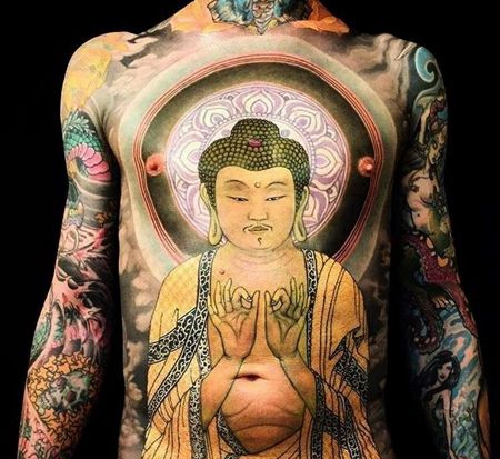 日式前胸腹部蛇纹身图案