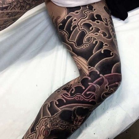 日式腿武士纹身图案