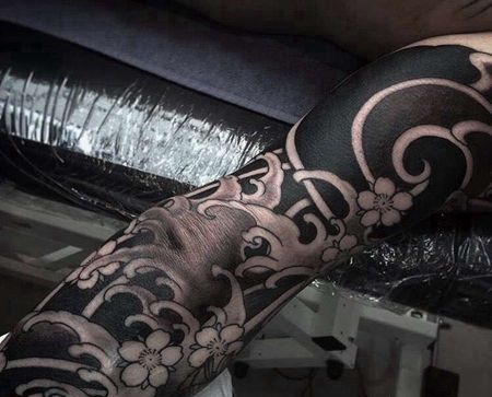 日式胳膊浪花纹身图案