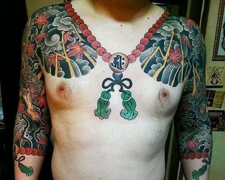 日式大臂板雾纹身图案