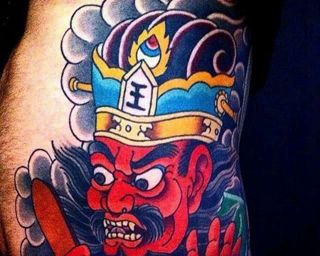 日式侧腰阎王纹身图案