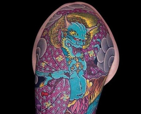 新传统大臂雷神老虎纹身图案