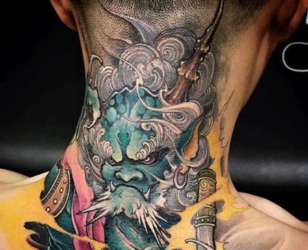 新传统脖子雷神纹身图案