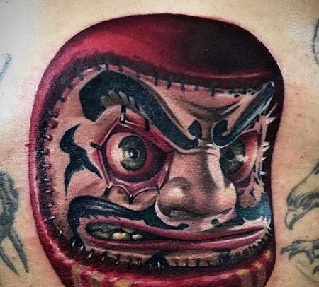 新传统侧腰达摩蛋纹身图案