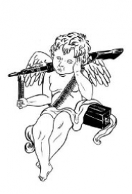 搞怪风格的9款拿武器的丘比特纹身手稿