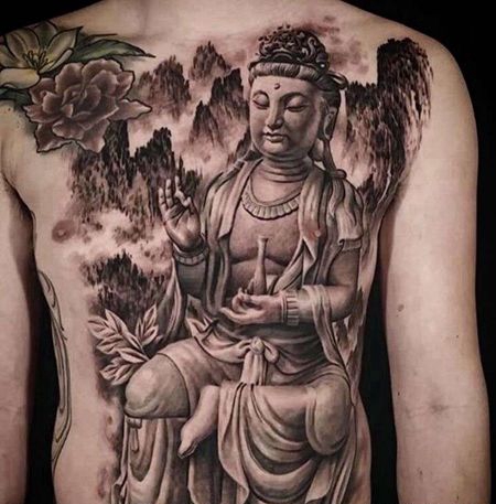 新传统前胸肚子佛纹身图案