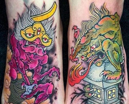 新传统脚背纹身图案