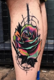 水彩色绚丽的9款玫瑰纹身作品