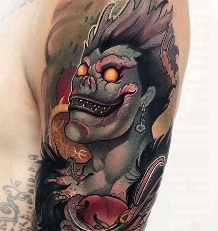 New School大臂死亡笔记纹身图案