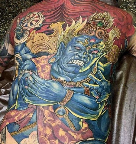 新传统后背大黑天纹身图案